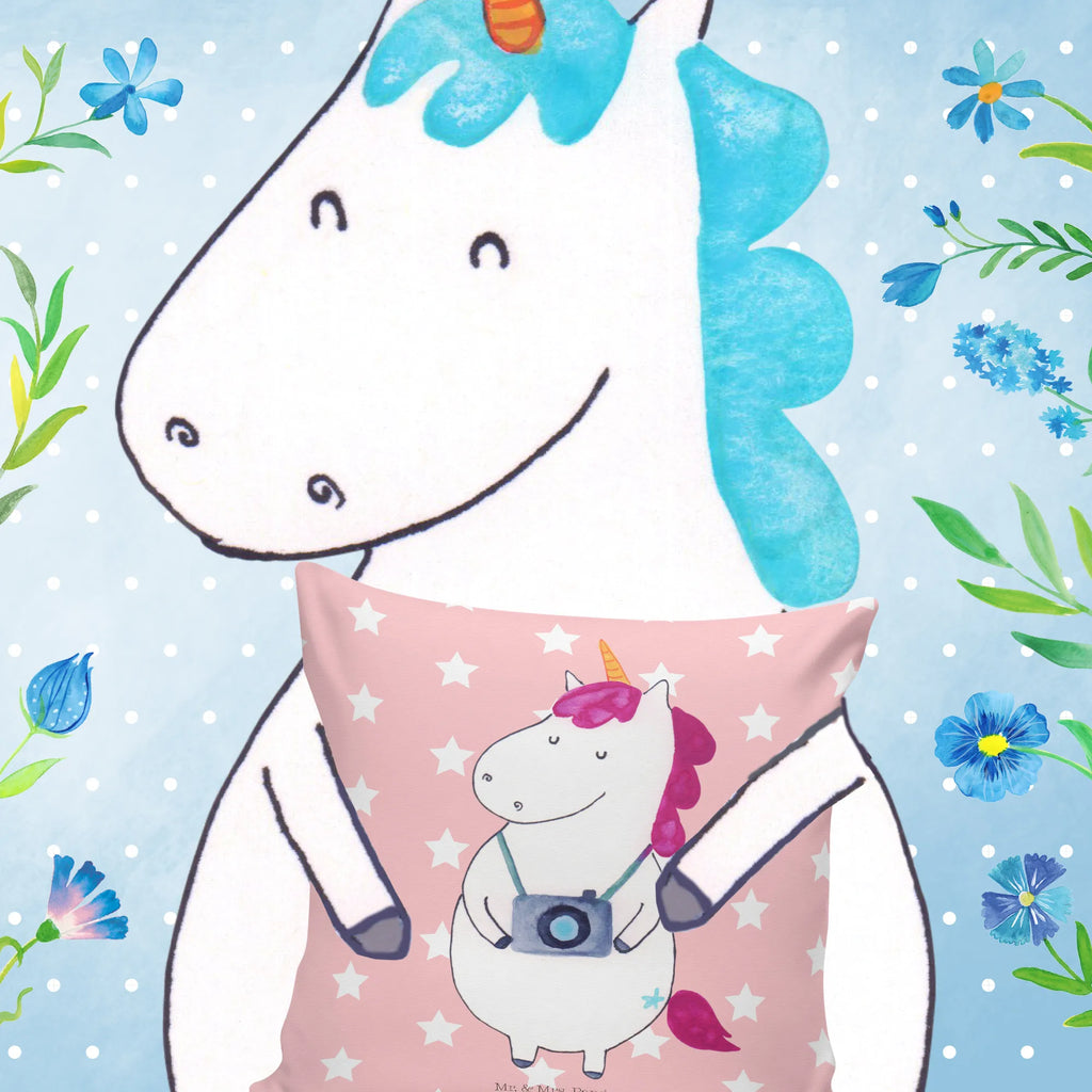 Cushion unicorn photographer 40 x 40, couch, Pillow, fluffy, pillows, bedroom, 40x40, bed, sofa, settee, soft, pad, cushion, pillow case, unicorn, unicorns, Photography, Traveler gift, Holiday, Camera, Unicorn, Photographer gift, Tourist, Traveling, Photographer