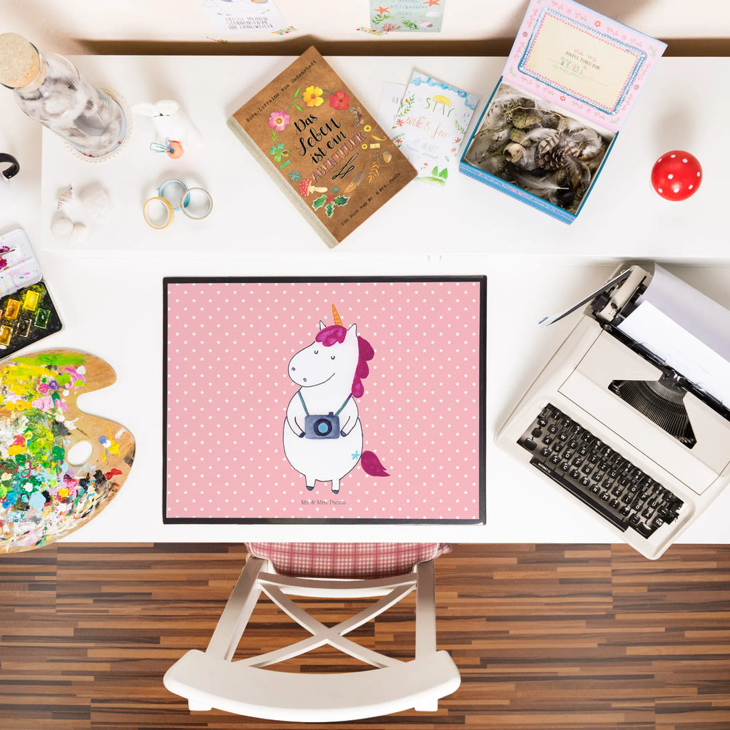 Desk pad unicorn photographer desk, underlay, Desk pad, girl, office, children, unicorn, unicorns, Camera, Tourist, Traveling, Unicorn, Photography, Photographer, Photographer gift, Holiday, Traveler gift