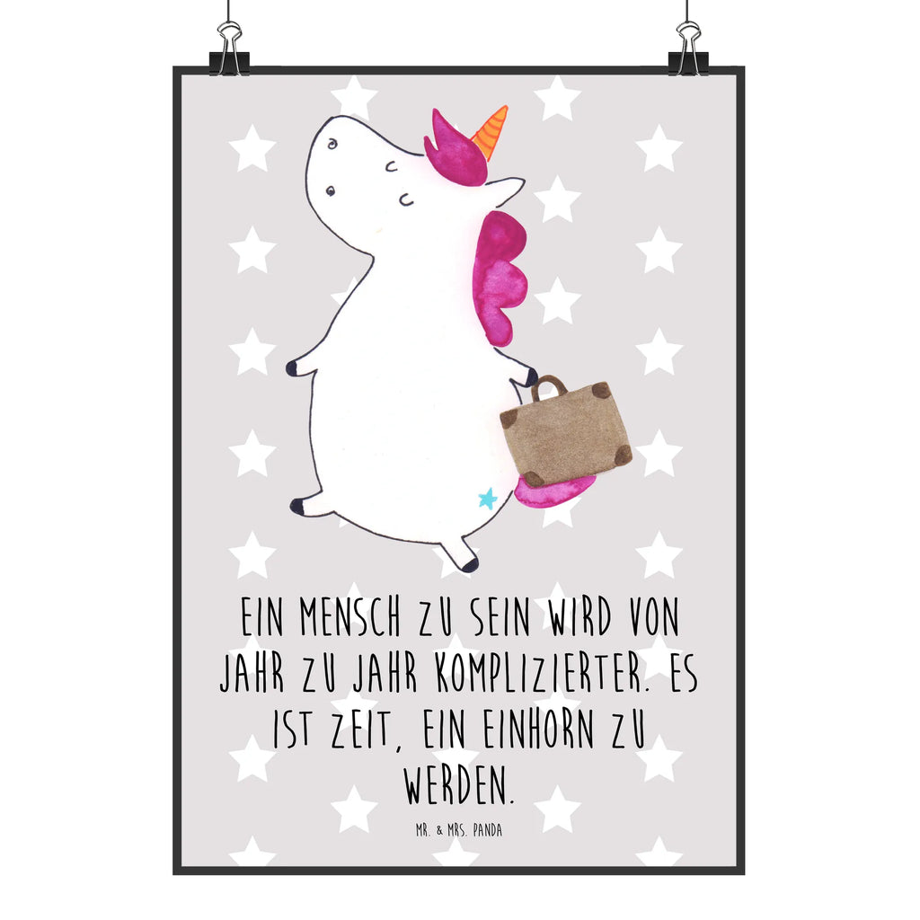 Poster unicorn Suitcase bild für wand, Wanddeko Bild, Poster, Deko Bild, Raumdekoration, Wanddeko, Handgemaltes Poster, Küchenposter, Wandposter, kinderzimmer poster, schlafzimmer poster, Wanddekoration, plakat, Posterdruck, großes poster, Wandbild, poster sprüche, Kunstdruck, Kinderposter, Bild, Designposter, Mr. & Mrs. Panda Poster, Einhorn Deko, Einhörner, Einhorn, Unicorn, albern, Koffer, lustig, Abenteuer, Spaß, witzig, Verreisen, Reise, Kind, Gepäck, unicorn, Erwachsen