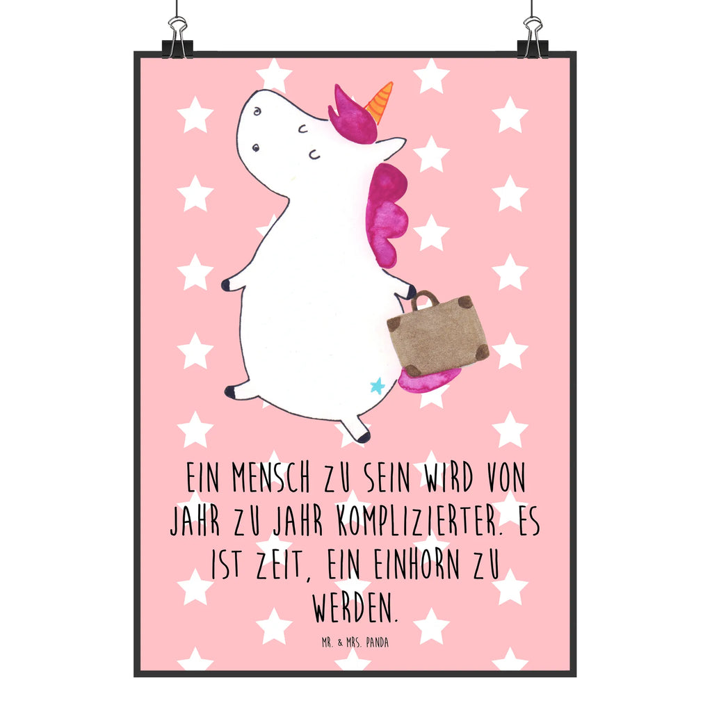 Poster unicorn Suitcase bild für wand, Wanddeko Bild, Poster, Deko Bild, Raumdekoration, Wanddeko, Handgemaltes Poster, Küchenposter, Wandposter, kinderzimmer poster, schlafzimmer poster, Wanddekoration, plakat, Posterdruck, großes poster, Wandbild, poster sprüche, Kunstdruck, Kinderposter, Bild, Designposter, Mr. & Mrs. Panda Poster, Einhorn Deko, Einhörner, Einhorn, Unicorn, albern, Koffer, lustig, Abenteuer, Spaß, witzig, Verreisen, Reise, Kind, Gepäck, unicorn, Erwachsen