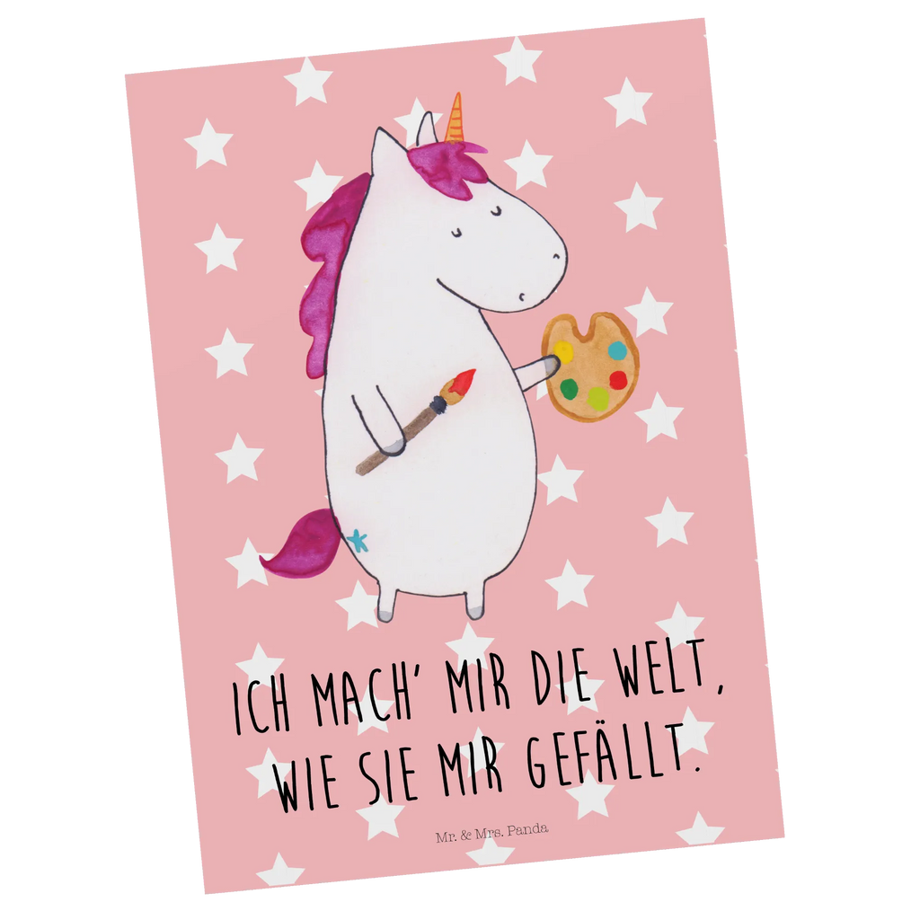 Postcard unicorn Artist Ansichtskarte, Postkarten, Ansichtskarten, Grußkarte, Motivkarte, einzelkarte, spruchkarte, Fotokarte, bildkarte, Postkarte, Kunstkarten, Designkarte, kunstkarte, Unicorn, Einhorn, Einhörner, Einhorn Deko, Künstler, Maler, Artist, Zeichnen, Welt, Englisch, Stift, Geschenk, Malen, Farbe, Pinsel