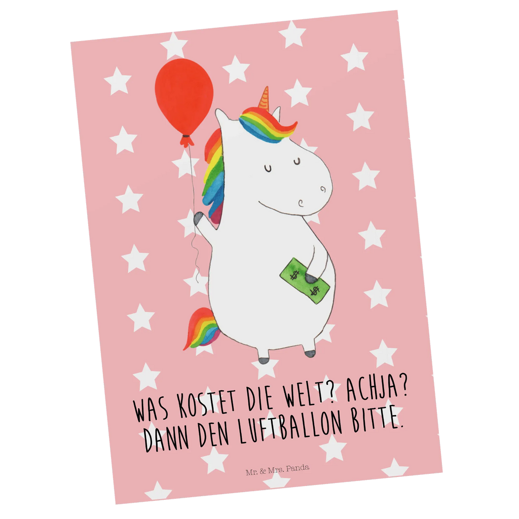 Postcard unicorn balloon bildkarte, einzelkarte, Grußkarte, Motivkarte, Ansichtskarten, spruchkarte, Designkarte, Ansichtskarte, Postkarte, Kunstkarten, kunstkarte, Fotokarte, Postkarten, Unicorn, Einhorn, Einhörner, Einhorn Deko, Luftballon, Geld, Freundin, Lebenslust, Geschenk, Freude