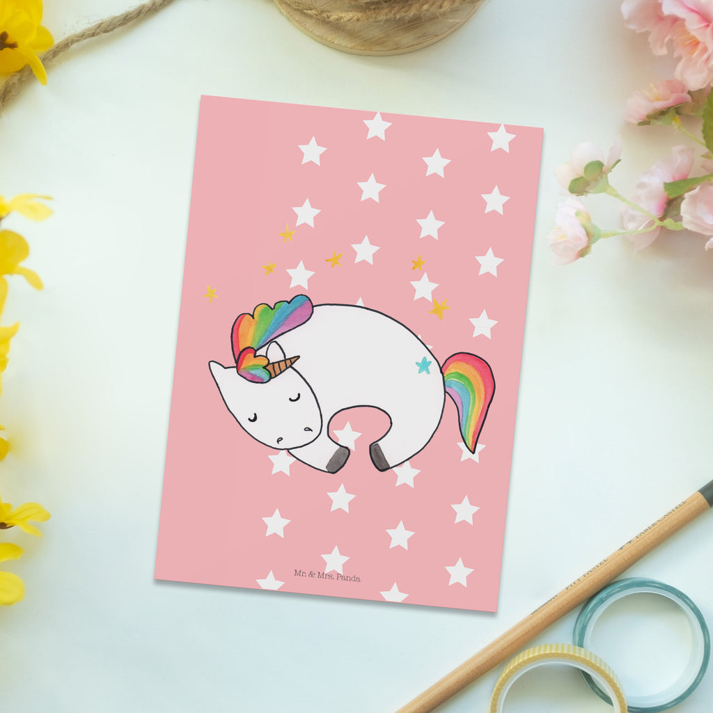 Postcard unicorn Night card, postcards, letter, invitation card, paper, Postcard, invitation, gift card, gift, unicorn, unicorns, fun, girlfriend, calm, dream, Unicorn, Unicorn saying, reality, present girlfriend, funny saying, people
