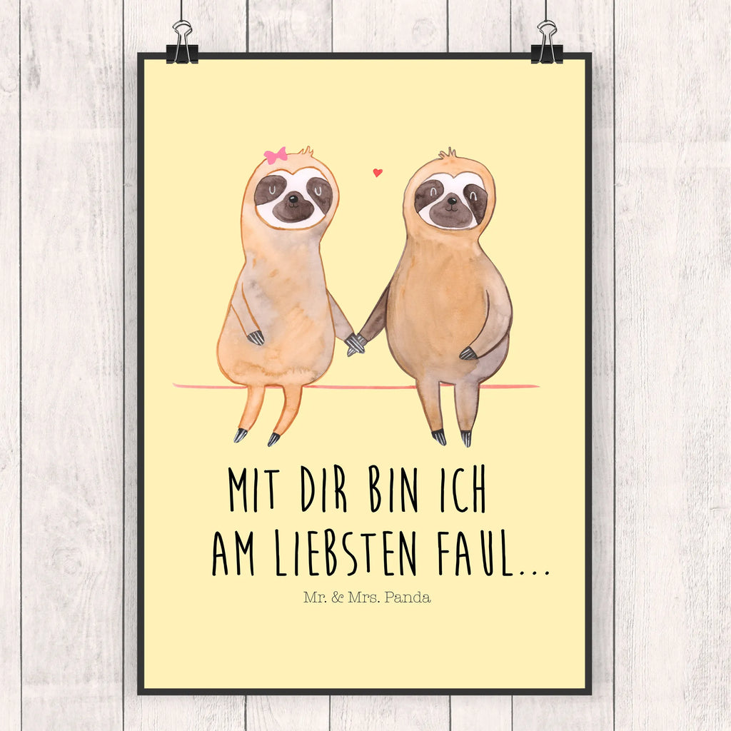 Poster sloth pair Bild, Posterdruck, Wanddeko Bild, kunst für die wand, Wandschmuck, Wandposter, Designposter, kunstposter, wanddeko, Kunstdruck, Plakat, grafikposter, wanddruck, Wandbild, Wanddekoration, Mr. & Mrs. Panda Poster, Deko Bild, kunstdruck poster, wandkunst, Poster, Bild für Wand, drucke, Faultier Deko, Faultier Geschenk, Faultier, Verlobt, Pärchen, Relaxen, Faultierliebe, Langsamkeit, Verliebt, Gemeinsam, Liebespaar, Faultiere, Faultierpärchen, Beziehung, faul, Liebe, Lieblingstier