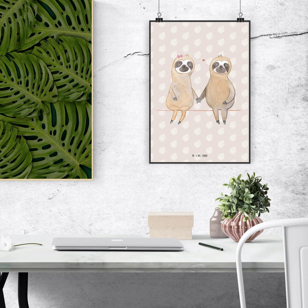 Poster sloth pair Bild, Posterdruck, Wanddeko Bild, kunst für die wand, Wandschmuck, Wandposter, Designposter, kunstposter, wanddeko, Kunstdruck, Plakat, grafikposter, wanddruck, Wandbild, Wanddekoration, Mr. & Mrs. Panda Poster, Deko Bild, kunstdruck poster, wandkunst, Poster, Bild für Wand, drucke, Faultier Deko, Faultier Geschenk, Faultier, Verlobt, Pärchen, Relaxen, Faultierliebe, Langsamkeit, Verliebt, Gemeinsam, Liebespaar, Faultiere, Faultierpärchen, Beziehung, faul, Liebe, Lieblingstier