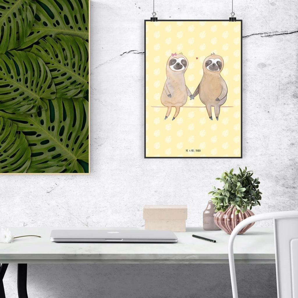 Poster sloth pair Bild, Posterdruck, Wanddeko Bild, kunst für die wand, Wandschmuck, Wandposter, Designposter, kunstposter, wanddeko, Kunstdruck, Plakat, grafikposter, wanddruck, Wandbild, Wanddekoration, Mr. & Mrs. Panda Poster, Deko Bild, kunstdruck poster, wandkunst, Poster, Bild für Wand, drucke, Faultier Deko, Faultier Geschenk, Faultier, Verlobt, Pärchen, Relaxen, Faultierliebe, Langsamkeit, Verliebt, Gemeinsam, Liebespaar, Faultiere, Faultierpärchen, Beziehung, faul, Liebe, Lieblingstier