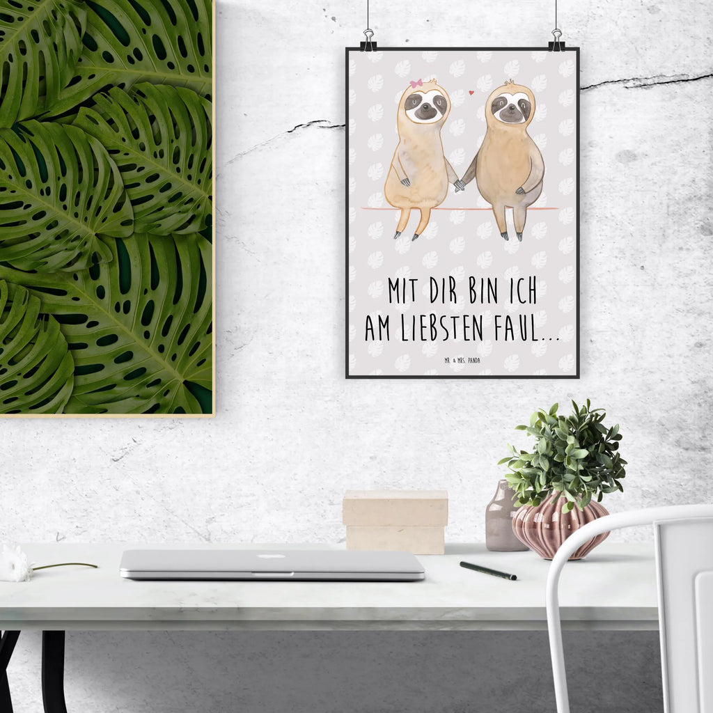 Poster sloth pair Bild, Posterdruck, Wanddeko Bild, kunst für die wand, Wandschmuck, Wandposter, Designposter, kunstposter, wanddeko, Kunstdruck, Plakat, grafikposter, wanddruck, Wandbild, Wanddekoration, Mr. & Mrs. Panda Poster, Deko Bild, kunstdruck poster, wandkunst, Poster, Bild für Wand, drucke, Faultier Deko, Faultier Geschenk, Faultier, Verlobt, Pärchen, Relaxen, Faultierliebe, Langsamkeit, Verliebt, Gemeinsam, Liebespaar, Faultiere, Faultierpärchen, Beziehung, faul, Liebe, Lieblingstier