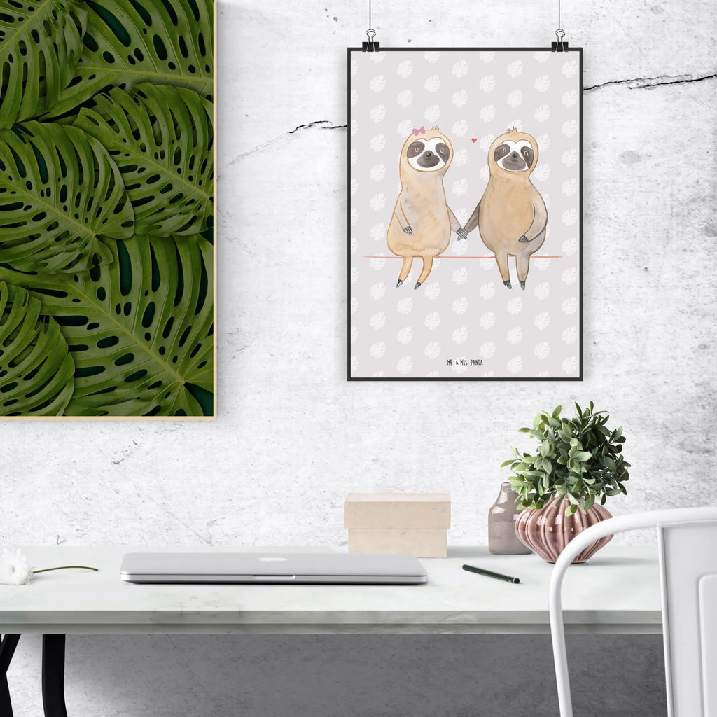 Poster sloth pair Bild, Posterdruck, Wanddeko Bild, kunst für die wand, Wandschmuck, Wandposter, Designposter, kunstposter, wanddeko, Kunstdruck, Plakat, grafikposter, wanddruck, Wandbild, Wanddekoration, Mr. & Mrs. Panda Poster, Deko Bild, kunstdruck poster, wandkunst, Poster, Bild für Wand, drucke, Faultier Deko, Faultier Geschenk, Faultier, Verlobt, Pärchen, Relaxen, Faultierliebe, Langsamkeit, Verliebt, Gemeinsam, Liebespaar, Faultiere, Faultierpärchen, Beziehung, faul, Liebe, Lieblingstier