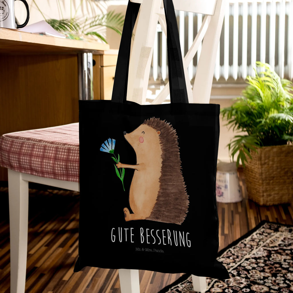 Tote bag Hedgehog Flower Laptoptasche, Beutel, Strandtasche, Shopper, Schultertasche, Jutetasche, Einkaufstasche, Umhängetasche, Stofftasche, Einkaufstüte, Badetasche, Jutebeutel, Tasche, Tragetasche, Stoffbeutel, Beuteltasche, Tiermotive, Gute Laune, lustige Sprüche, Tiere, Krankheit, Genesungswünsche, Besuch, krank, Krankenhaus, Gute Besserung, Igel