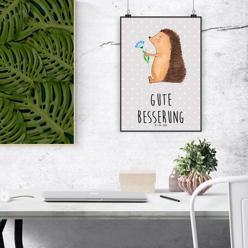 Poster Igel Blumen Designposter, Mr. & Mrs. Panda Poster, Kinderposter, Kunstdruck, Raumdekoration, Wanddeko Bild, Handgemaltes Poster, Wanddekoration, Poster, Wandposter, Küchenposter, Bild, Posterdruck, Wanddeko, Tiermotive, Gute Laune, lustige Sprüche, Tiere, Krankheit, Genesungswünsche, Igel, Krankenhaus, krank, Besuch, Gute Besserung