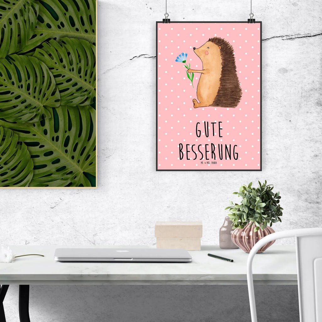 Poster Igel Blumen Designposter, Mr. & Mrs. Panda Poster, Kinderposter, Kunstdruck, Raumdekoration, Wanddeko Bild, Handgemaltes Poster, Wanddekoration, Poster, Wandposter, Küchenposter, Bild, Posterdruck, Wanddeko, Tiermotive, Gute Laune, lustige Sprüche, Tiere, Krankheit, Genesungswünsche, Igel, Krankenhaus, krank, Besuch, Gute Besserung