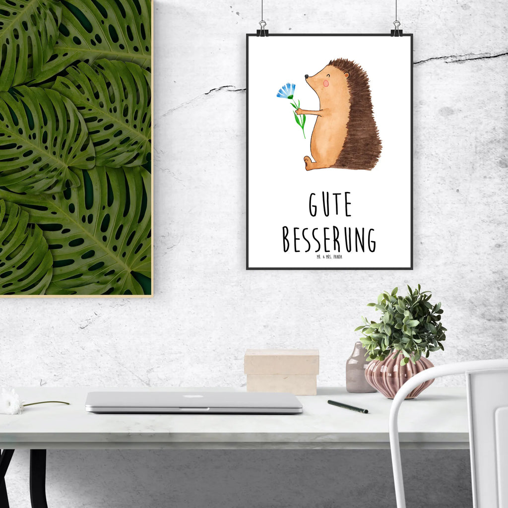 Poster Igel Blumen Designposter, Mr. & Mrs. Panda Poster, Kinderposter, Kunstdruck, Raumdekoration, Wanddeko Bild, Handgemaltes Poster, Wanddekoration, Poster, Wandposter, Küchenposter, Bild, Posterdruck, Wanddeko, Tiermotive, Gute Laune, lustige Sprüche, Tiere, Krankheit, Genesungswünsche, Igel, Krankenhaus, krank, Besuch, Gute Besserung