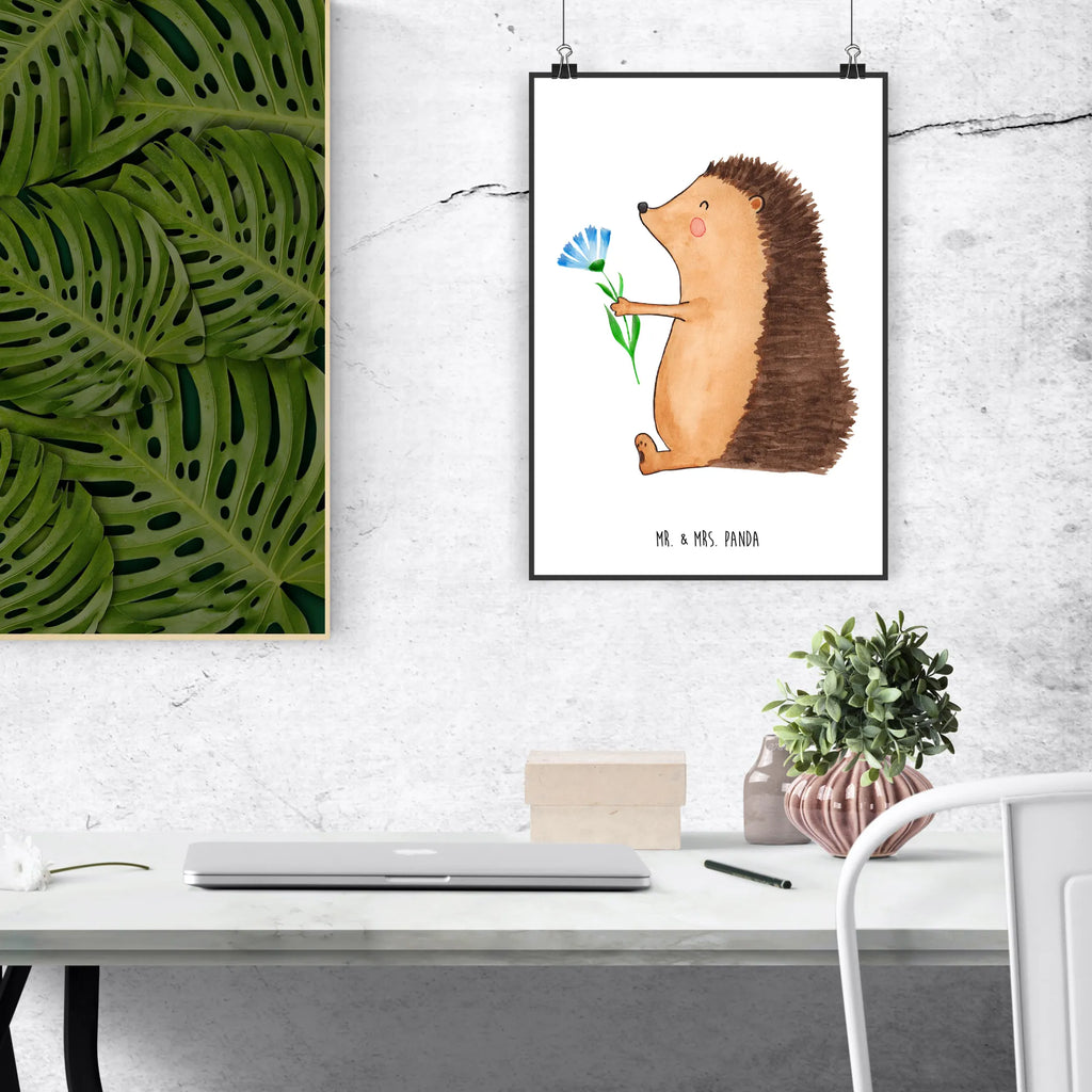 Poster Igel Blumen Designposter, Mr. & Mrs. Panda Poster, Kinderposter, Kunstdruck, Raumdekoration, Wanddeko Bild, Handgemaltes Poster, Wanddekoration, Poster, Wandposter, Küchenposter, Bild, Posterdruck, Wanddeko, Tiermotive, Gute Laune, lustige Sprüche, Tiere, Krankheit, Genesungswünsche, Igel, Krankenhaus, krank, Besuch, Gute Besserung