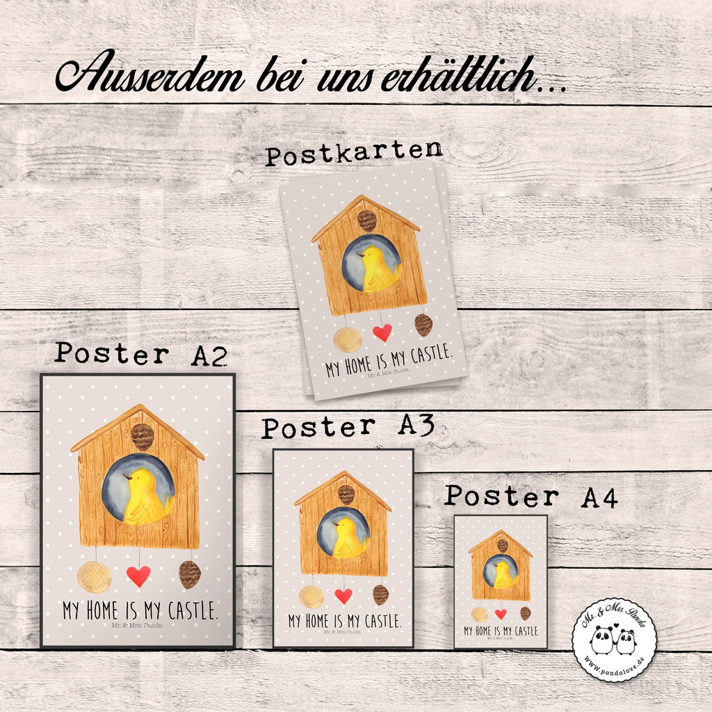 Poster Bird House small animals, cute, funny, cute animal motives, hand drawn, small world, funny sayings, good mood, happy, gifts, gift ideas, special gifts, animal lover, card, home sweet home, home, birdhouse, nest, Bird, apartment, birds, house, castle, family, favorite place, our house