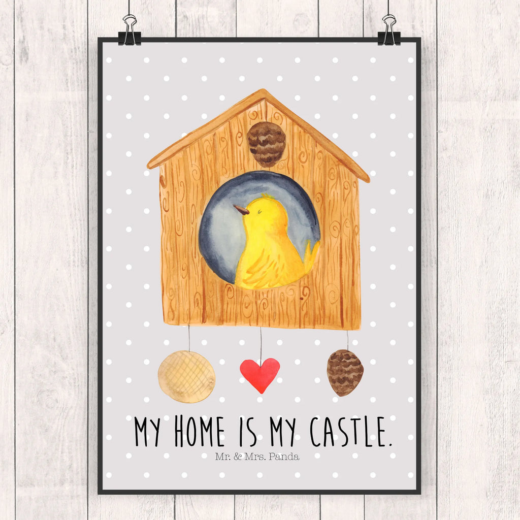 Poster Bird House small animals, cute, funny, cute animal motives, hand drawn, small world, funny sayings, good mood, happy, gifts, gift ideas, special gifts, animal lover, card, home sweet home, home, birdhouse, nest, Bird, apartment, birds, house, castle, family, favorite place, our house