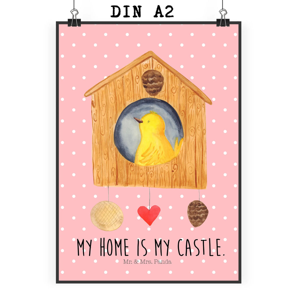 Poster Bird House small animals, cute, funny, cute animal motives, hand drawn, small world, funny sayings, good mood, happy, gifts, gift ideas, special gifts, animal lover, card, home sweet home, home, birdhouse, nest, Bird, apartment, birds, house, castle, family, favorite place, our house