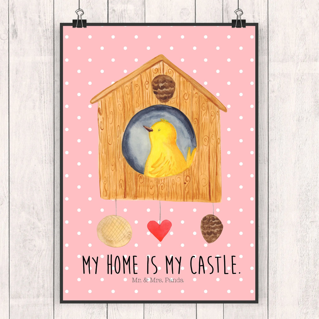Poster Bird House small animals, cute, funny, cute animal motives, hand drawn, small world, funny sayings, good mood, happy, gifts, gift ideas, special gifts, animal lover, card, home sweet home, home, birdhouse, nest, Bird, apartment, birds, house, castle, family, favorite place, our house