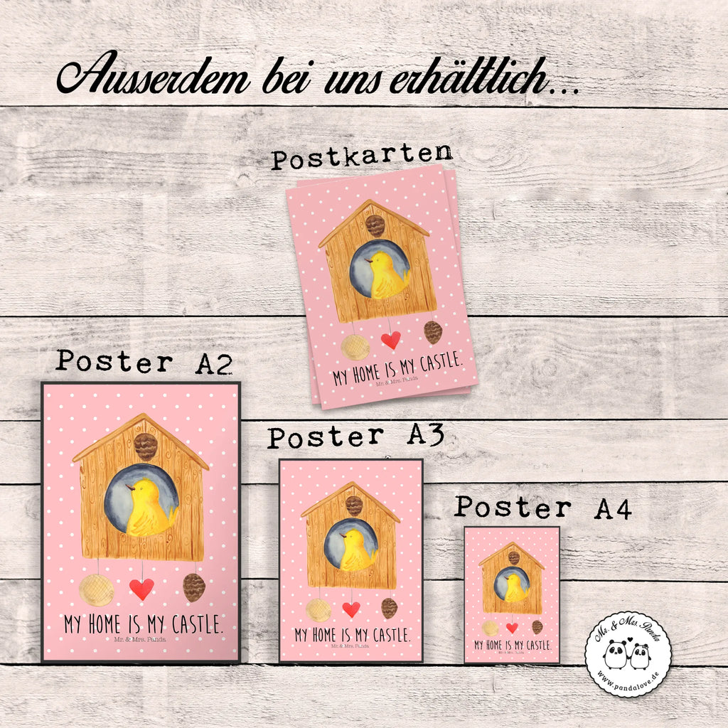 Poster Bird House small animals, cute, funny, cute animal motives, hand drawn, small world, funny sayings, good mood, happy, gifts, gift ideas, special gifts, animal lover, card, home sweet home, home, birdhouse, nest, Bird, apartment, birds, house, castle, family, favorite place, our house