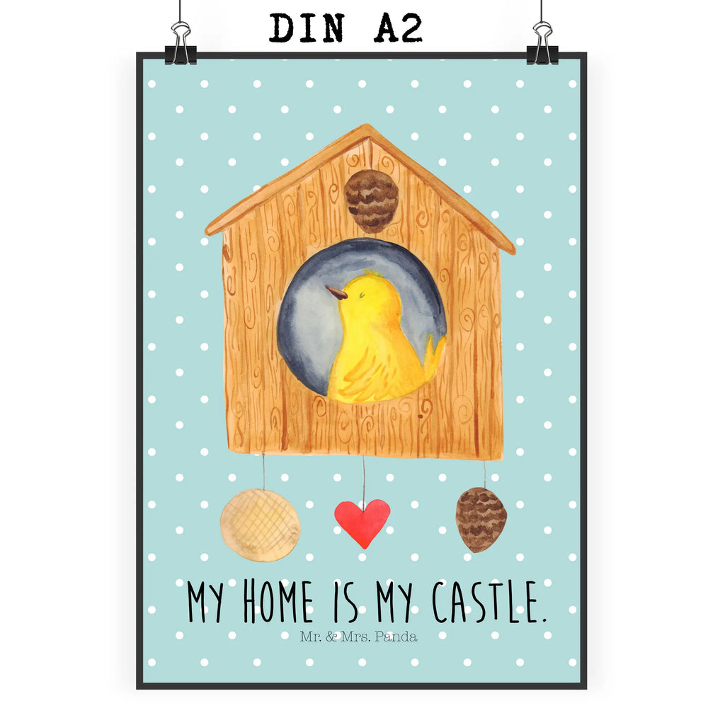Poster Bird House small animals, cute, funny, cute animal motives, hand drawn, small world, funny sayings, good mood, happy, gifts, gift ideas, special gifts, animal lover, card, home sweet home, home, birdhouse, nest, Bird, apartment, birds, house, castle, family, favorite place, our house