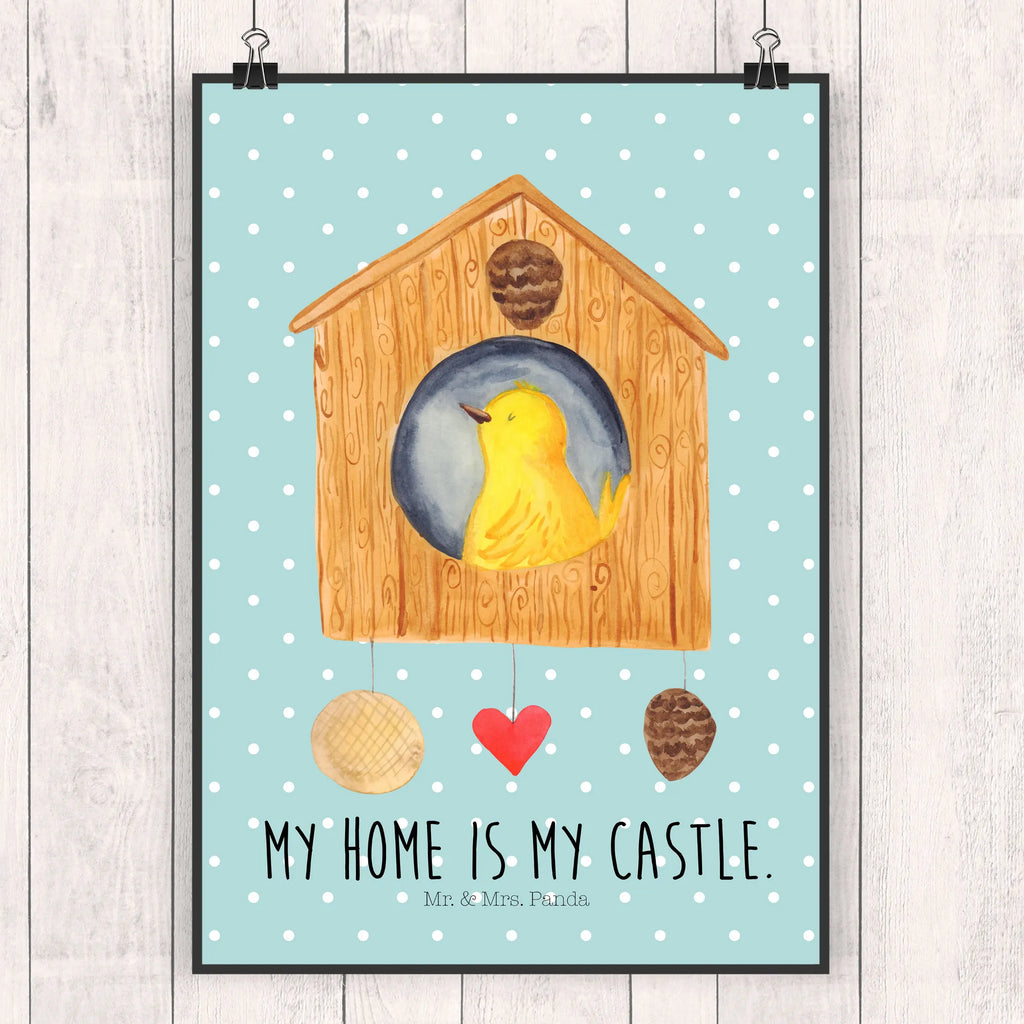 Poster Bird House small animals, cute, funny, cute animal motives, hand drawn, small world, funny sayings, good mood, happy, gifts, gift ideas, special gifts, animal lover, card, home sweet home, home, birdhouse, nest, Bird, apartment, birds, house, castle, family, favorite place, our house