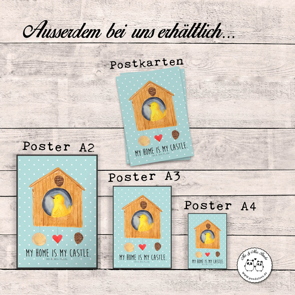 Poster Bird House small animals, cute, funny, cute animal motives, hand drawn, small world, funny sayings, good mood, happy, gifts, gift ideas, special gifts, animal lover, card, home sweet home, home, birdhouse, nest, Bird, apartment, birds, house, castle, family, favorite place, our house