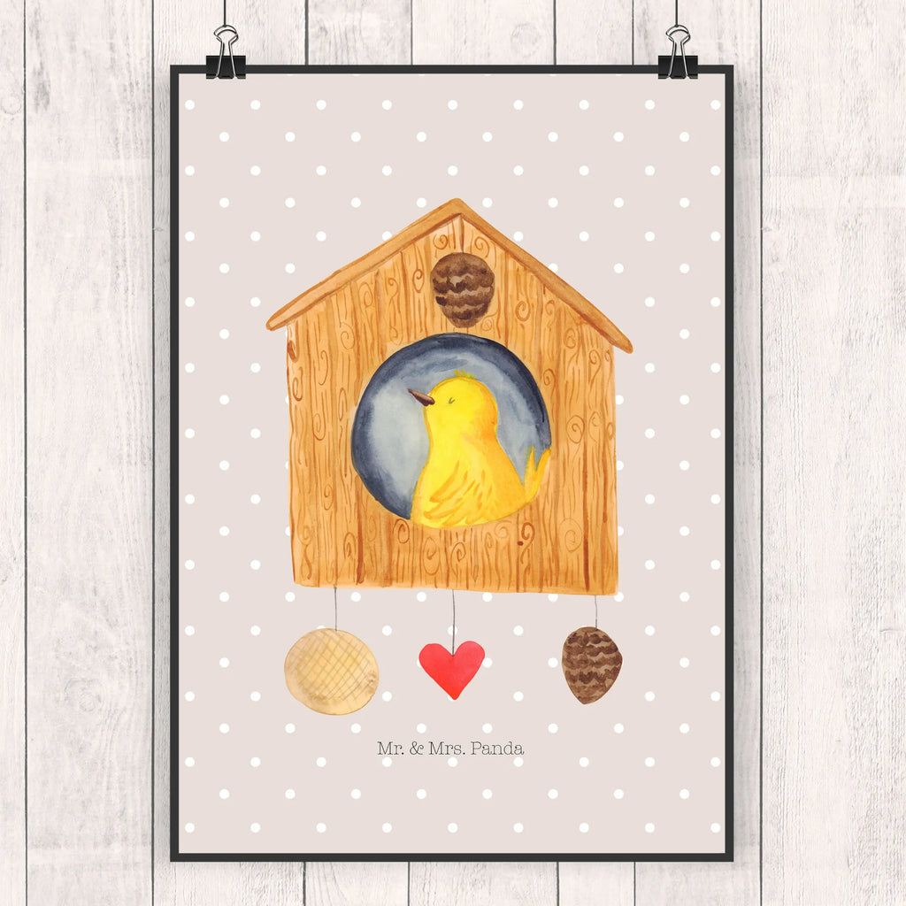 Poster Bird House small animals, cute, funny, cute animal motives, hand drawn, small world, funny sayings, good mood, happy, gifts, gift ideas, special gifts, animal lover, card, home sweet home, home, birdhouse, nest, Bird, apartment, birds, house, castle, family, favorite place, our house