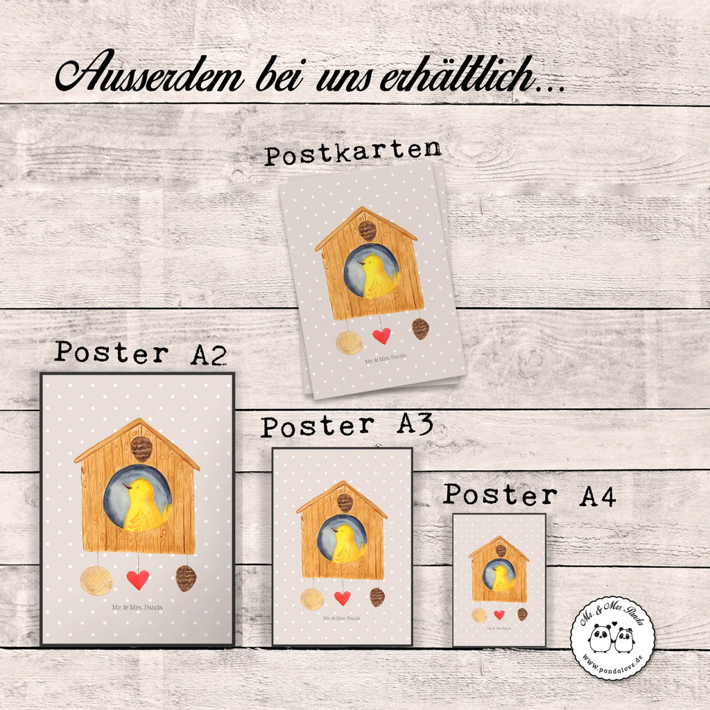 Poster Bird House small animals, cute, funny, cute animal motives, hand drawn, small world, funny sayings, good mood, happy, gifts, gift ideas, special gifts, animal lover, card, home sweet home, home, birdhouse, nest, Bird, apartment, birds, house, castle, family, favorite place, our house