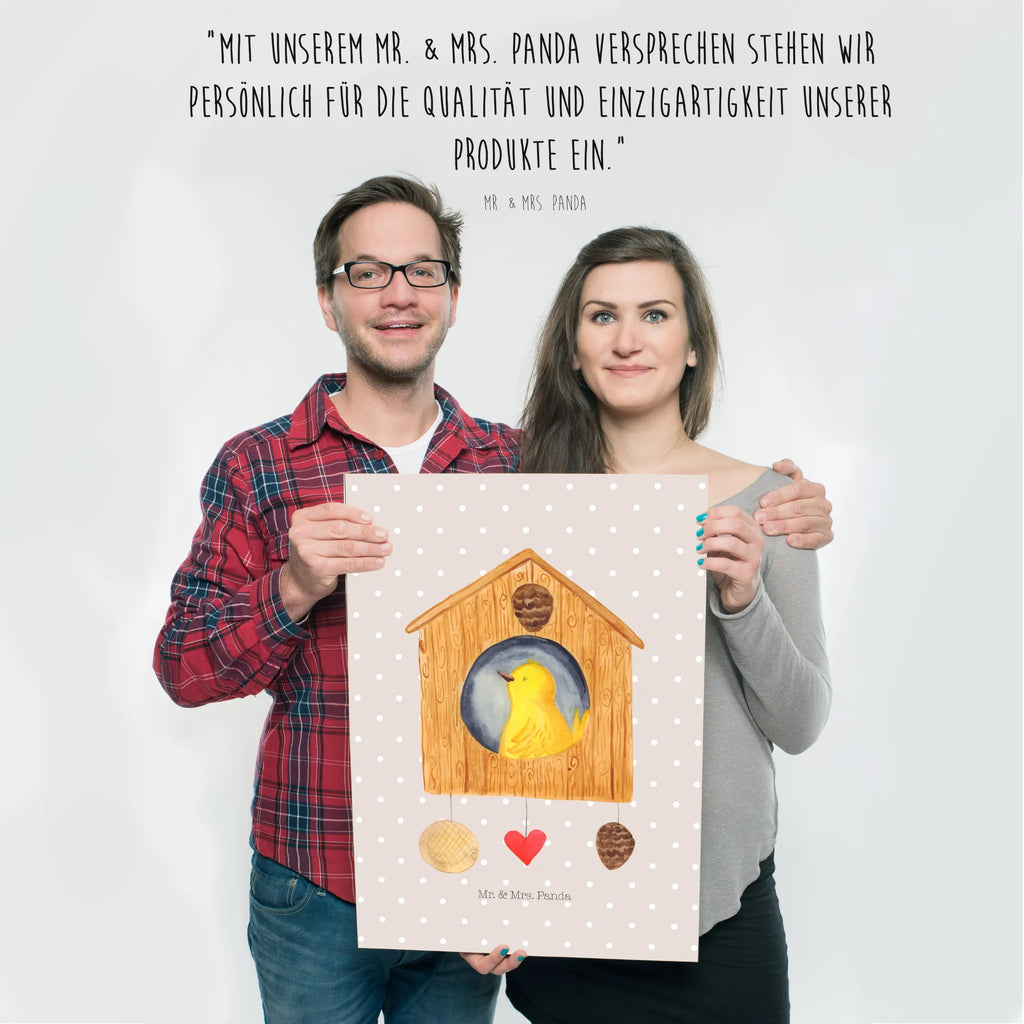 Poster Bird House small animals, cute, funny, cute animal motives, hand drawn, small world, funny sayings, good mood, happy, gifts, gift ideas, special gifts, animal lover, card, home sweet home, home, birdhouse, nest, Bird, apartment, birds, house, castle, family, favorite place, our house