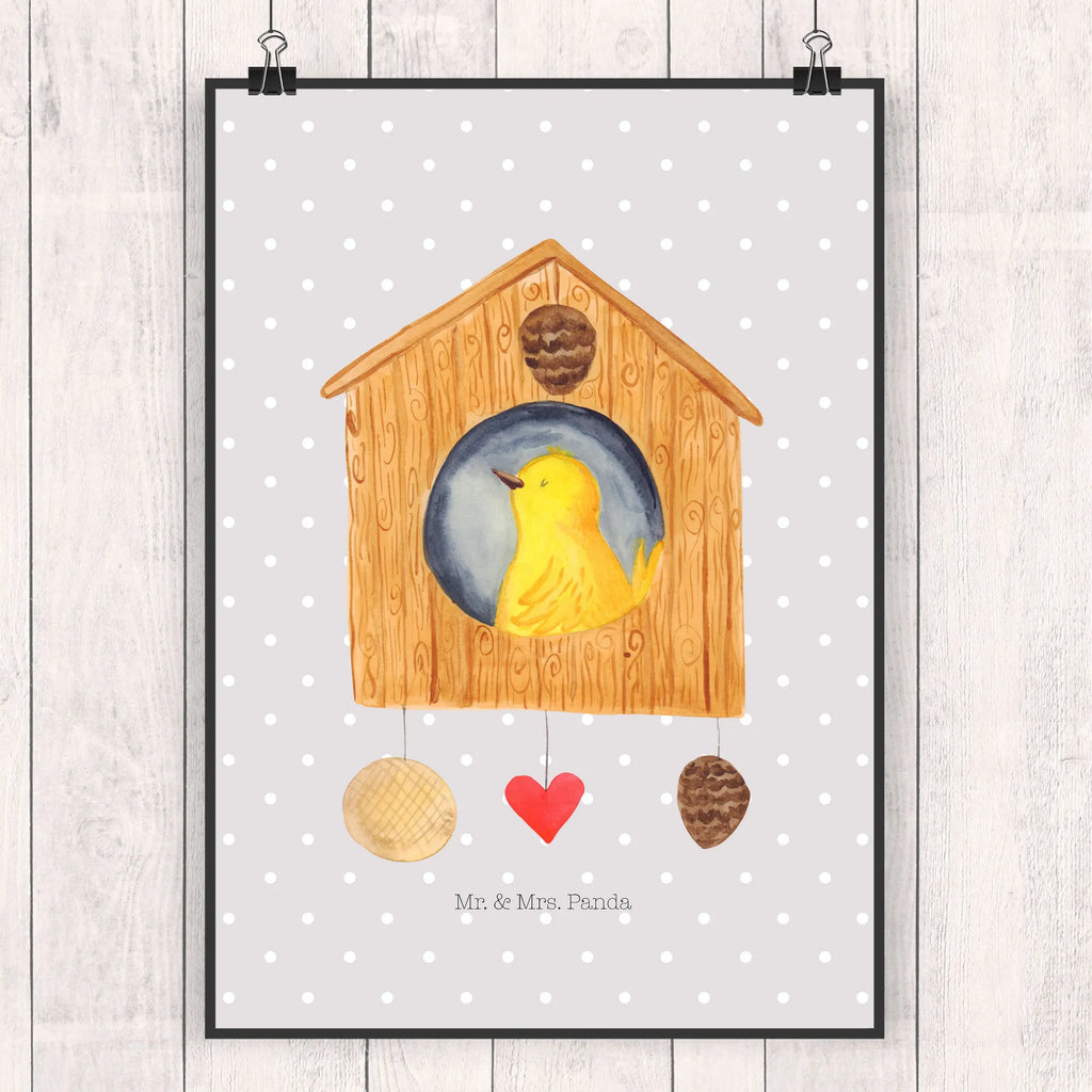 Poster Bird House small animals, cute, funny, cute animal motives, hand drawn, small world, funny sayings, good mood, happy, gifts, gift ideas, special gifts, animal lover, card, home sweet home, home, birdhouse, nest, Bird, apartment, birds, house, castle, family, favorite place, our house