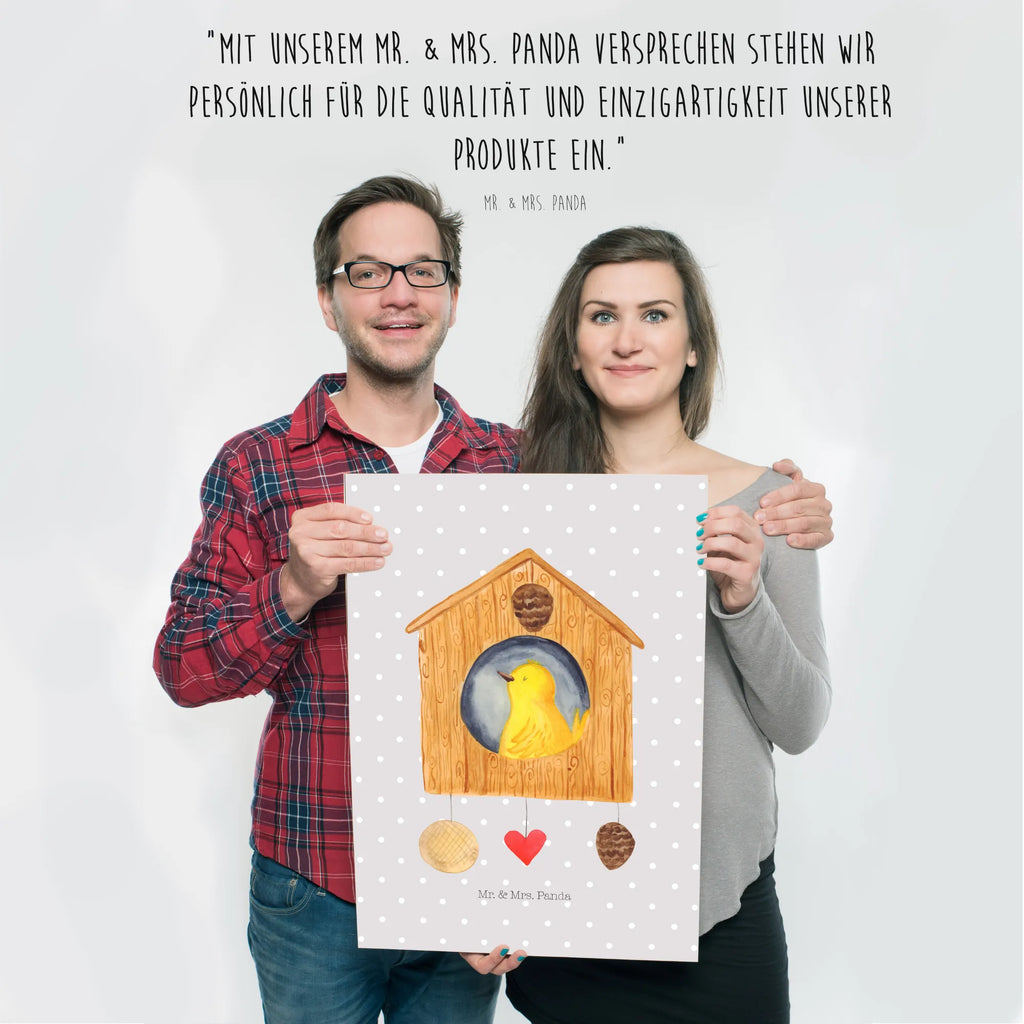 Poster Bird House small animals, cute, funny, cute animal motives, hand drawn, small world, funny sayings, good mood, happy, gifts, gift ideas, special gifts, animal lover, card, home sweet home, home, birdhouse, nest, Bird, apartment, birds, house, castle, family, favorite place, our house