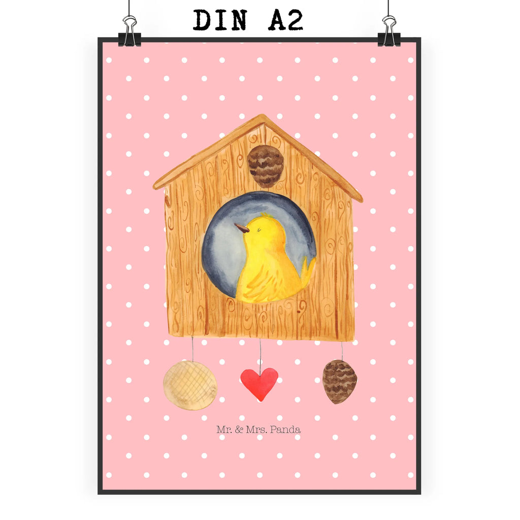 Poster Bird House small animals, cute, funny, cute animal motives, hand drawn, small world, funny sayings, good mood, happy, gifts, gift ideas, special gifts, animal lover, card, home sweet home, home, birdhouse, nest, Bird, apartment, birds, house, castle, family, favorite place, our house