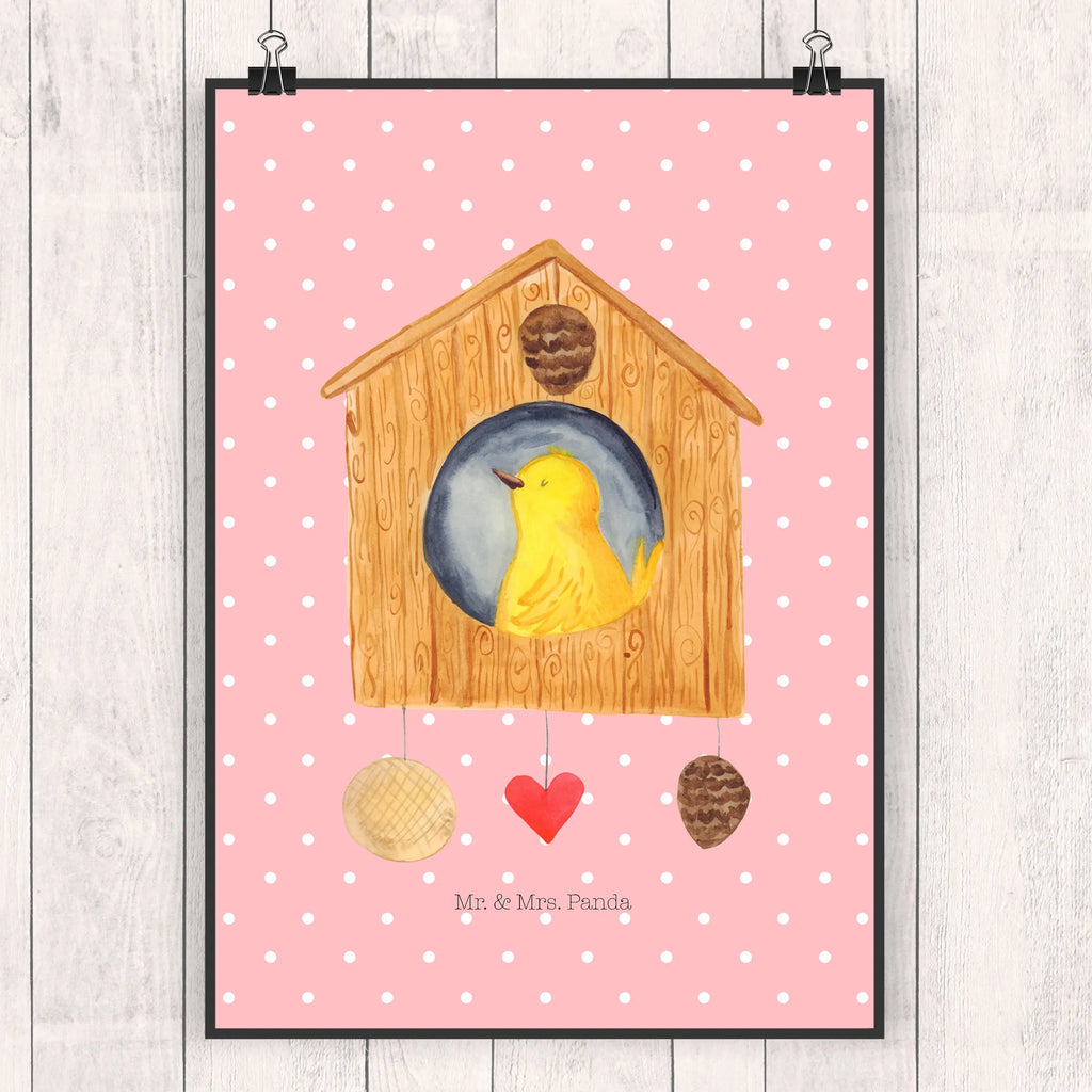 Poster Bird House small animals, cute, funny, cute animal motives, hand drawn, small world, funny sayings, good mood, happy, gifts, gift ideas, special gifts, animal lover, card, home sweet home, home, birdhouse, nest, Bird, apartment, birds, house, castle, family, favorite place, our house