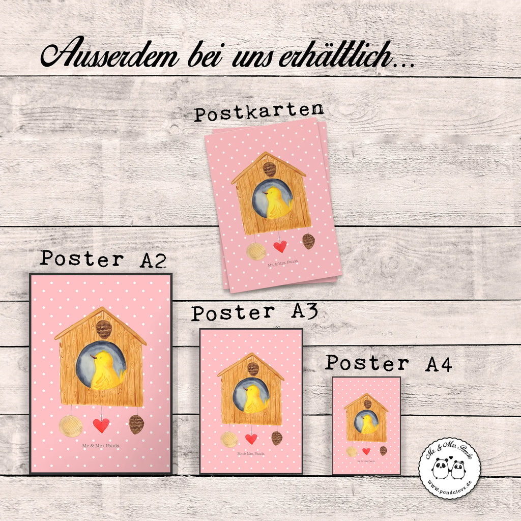 Poster Bird House small animals, cute, funny, cute animal motives, hand drawn, small world, funny sayings, good mood, happy, gifts, gift ideas, special gifts, animal lover, card, home sweet home, home, birdhouse, nest, Bird, apartment, birds, house, castle, family, favorite place, our house