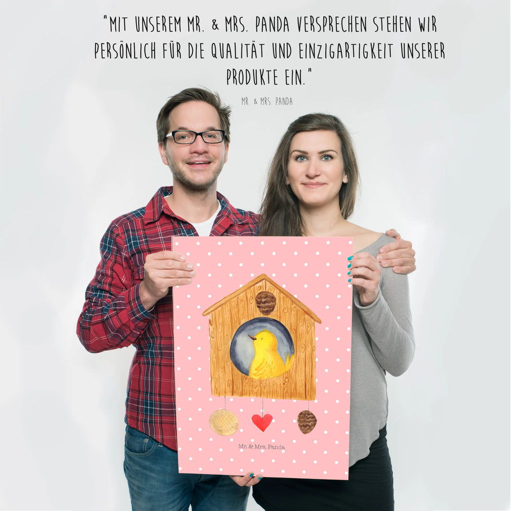 Poster Bird House small animals, cute, funny, cute animal motives, hand drawn, small world, funny sayings, good mood, happy, gifts, gift ideas, special gifts, animal lover, card, home sweet home, home, birdhouse, nest, Bird, apartment, birds, house, castle, family, favorite place, our house