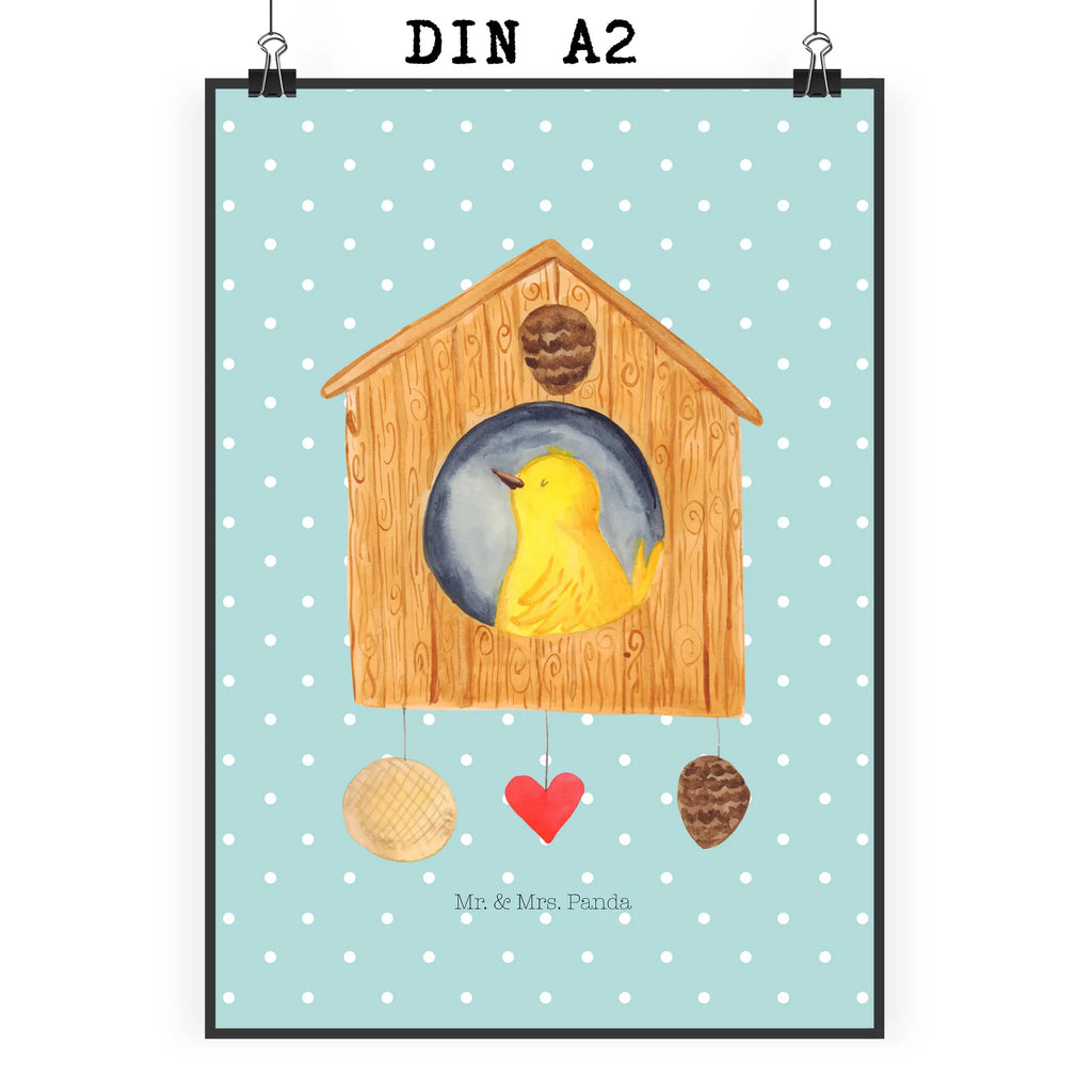 Poster Bird House small animals, cute, funny, cute animal motives, hand drawn, small world, funny sayings, good mood, happy, gifts, gift ideas, special gifts, animal lover, card, home sweet home, home, birdhouse, nest, Bird, apartment, birds, house, castle, family, favorite place, our house