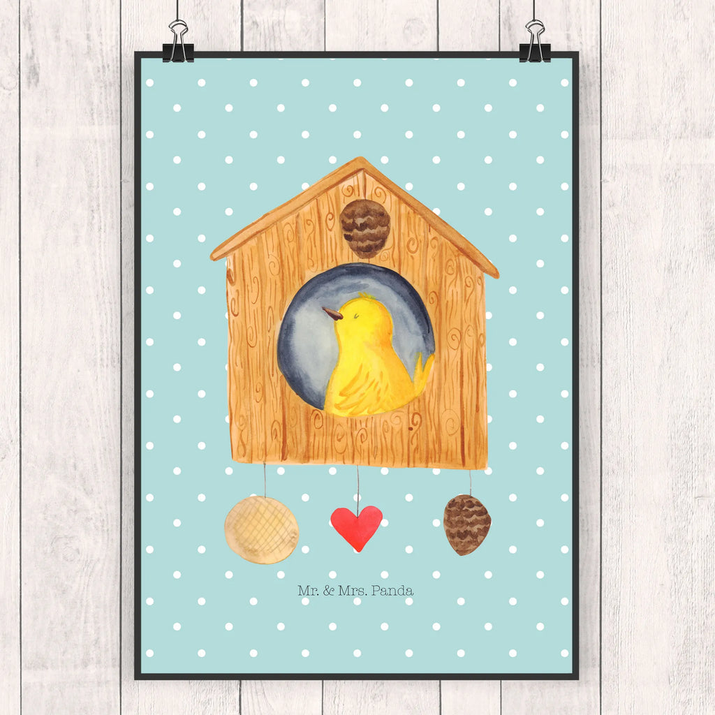 Poster Bird House small animals, cute, funny, cute animal motives, hand drawn, small world, funny sayings, good mood, happy, gifts, gift ideas, special gifts, animal lover, card, home sweet home, home, birdhouse, nest, Bird, apartment, birds, house, castle, family, favorite place, our house