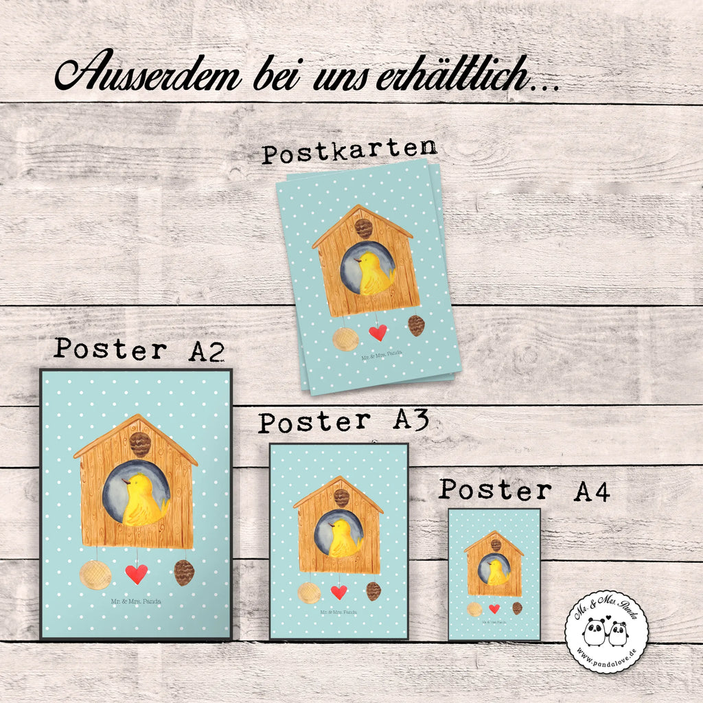 Poster Bird House small animals, cute, funny, cute animal motives, hand drawn, small world, funny sayings, good mood, happy, gifts, gift ideas, special gifts, animal lover, card, home sweet home, home, birdhouse, nest, Bird, apartment, birds, house, castle, family, favorite place, our house