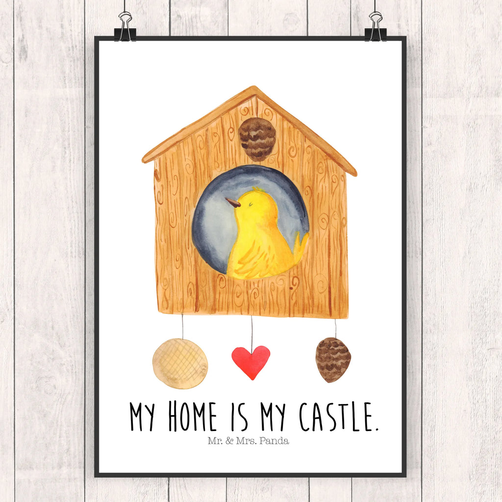 Poster Bird House small animals, cute, funny, cute animal motives, hand drawn, small world, funny sayings, good mood, happy, gifts, gift ideas, special gifts, animal lover, card, home sweet home, home, birdhouse, nest, Bird, apartment, birds, house, castle, family, favorite place, our house