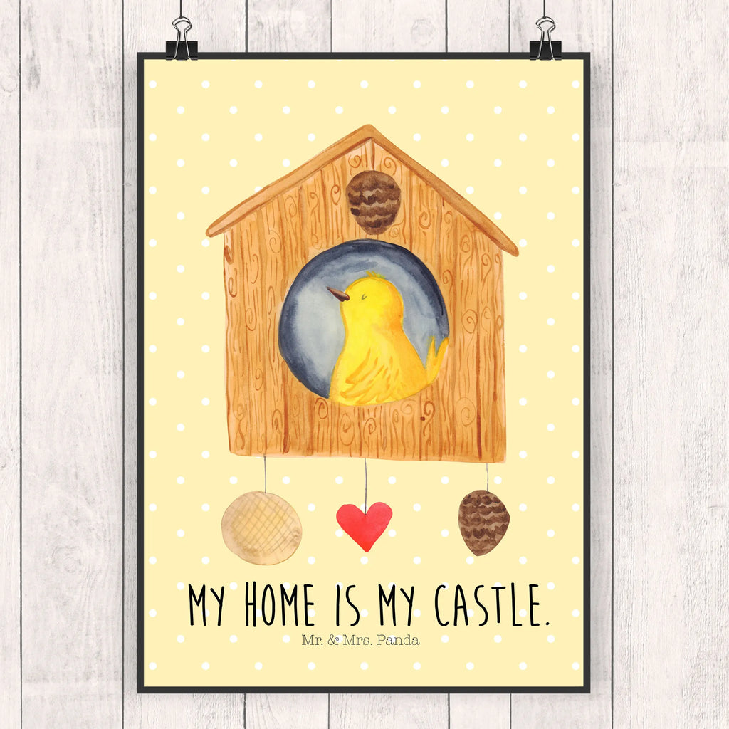 Poster Bird House small animals, cute, funny, cute animal motives, hand drawn, small world, funny sayings, good mood, happy, gifts, gift ideas, special gifts, animal lover, card, home sweet home, home, birdhouse, nest, Bird, apartment, birds, house, castle, family, favorite place, our house