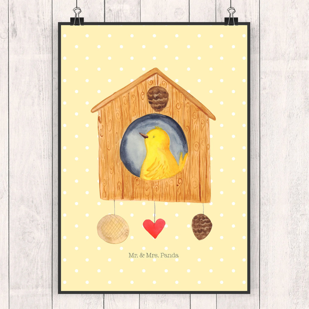 Poster Bird House small animals, cute, funny, cute animal motives, hand drawn, small world, funny sayings, good mood, happy, gifts, gift ideas, special gifts, animal lover, card, home sweet home, home, birdhouse, nest, Bird, apartment, birds, house, castle, family, favorite place, our house