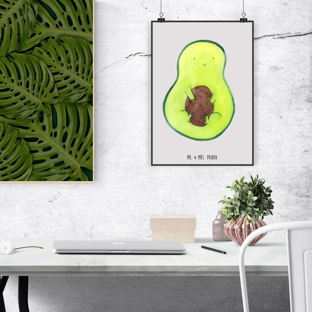 Poster Avocado Kern Kinderposter, Raumdekoration, Kunstdruck, Mr. & Mrs. Panda Poster, Handgemaltes Poster, Poster, Wanddeko Bild, Wanddeko, Wanddekoration, Designposter, Küchenposter, Bild, Wandposter, Posterdruck, Avocado, Veggie, Vegan, Gesund, Avocadokern, Kern, Avokado, Pflanze, Spruch Leben
