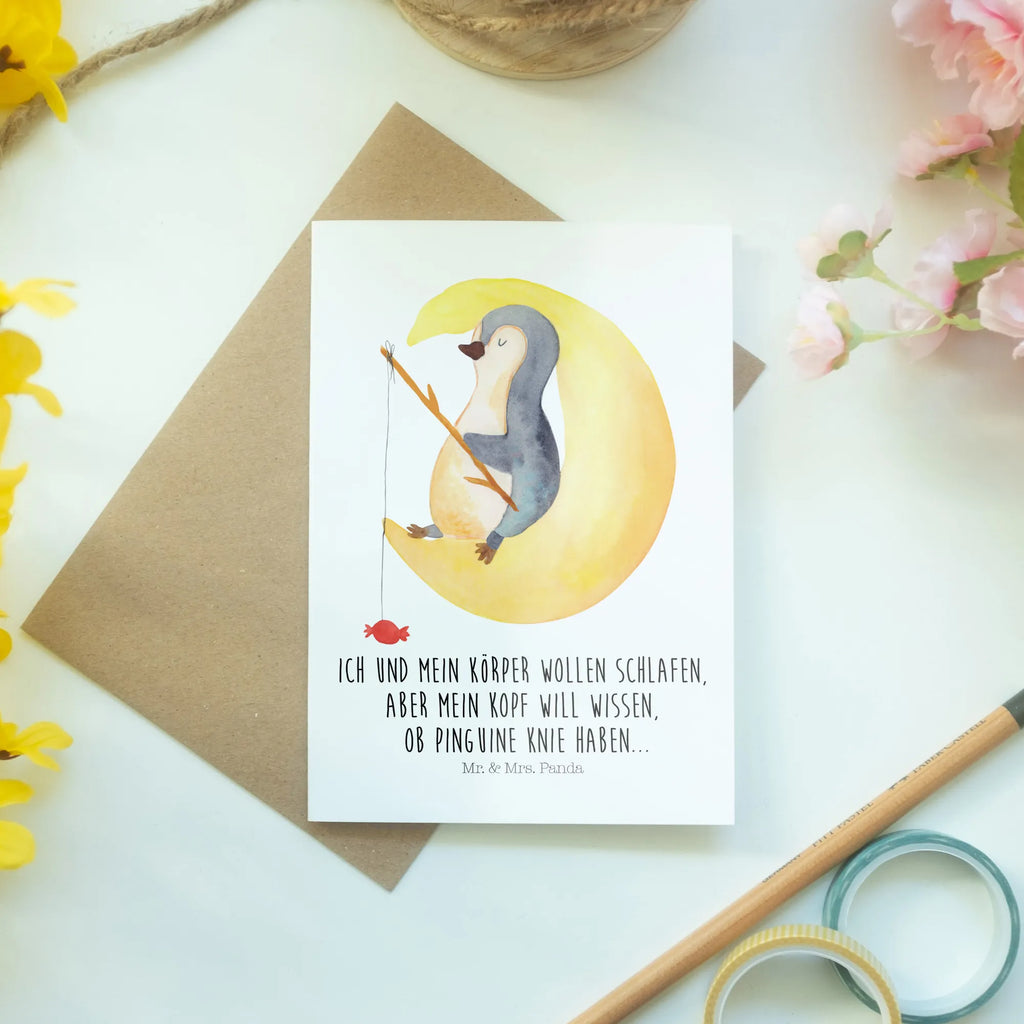 Greetings card Penguin moon spruchkarte, osterkarte, Motivkarte, glückwunschkarten, kommunionskarte, weihnachtskarten, neujahrskarte, einladungskarten, jubiläumskarte, babykarte, Klappkarte, dankeskarten, Grußkarten, Beileidskarte, firmungskarte, Glückwunschkarte, osterkarten, valentinstagskarte, Grußkarte, abiturkarte, genesungskarte, vatertagskarte, hochzeitskarten, Pinguin, Schlafstörungen, Pinguine, Schlafzimmer, Spruch, schlafen, Nachtruhe, Einschlafen, Gästezimmer