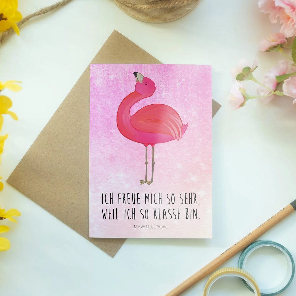 Greetings card flamingo Proud Glückwunschkarte, Karte, Ansichtskarten, Hochzeitskarte, Klappkarte, Geburtstagskarte, Grußkarte, Einladungskarte, Flamingo, beste Freundin, Schwester, Freundin, stolz, Selbstakzeptanz, Mama, Freude, Tochter, Selbstliebe