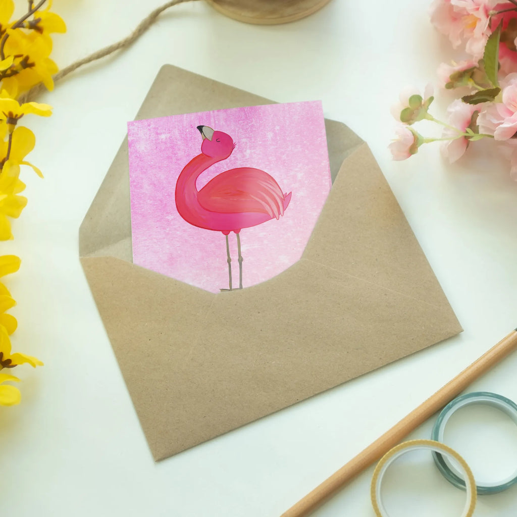 Greetings card flamingo Proud Glückwunschkarte, Karte, Ansichtskarten, Hochzeitskarte, Klappkarte, Geburtstagskarte, Grußkarte, Einladungskarte, Flamingo, beste Freundin, Schwester, Freundin, stolz, Selbstakzeptanz, Mama, Freude, Tochter, Selbstliebe