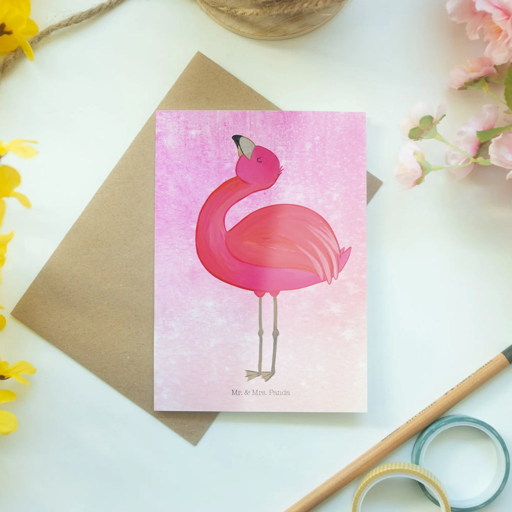 Greetings card flamingo Proud Glückwunschkarte, Karte, Ansichtskarten, Hochzeitskarte, Klappkarte, Geburtstagskarte, Grußkarte, Einladungskarte, Flamingo, beste Freundin, Schwester, Freundin, stolz, Selbstakzeptanz, Mama, Freude, Tochter, Selbstliebe