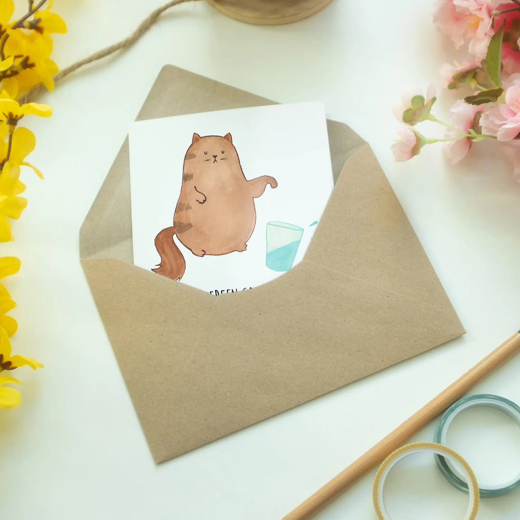 Greetings card Cat water glass Ansichtskarten, Klappkarte, Hochzeitskarte, Grußkarte, Glückwunschkarte, Karte, Einladungskarte, Geburtstagskarte, Katze, Katzenmotiv, Katzenfan, Katzendeko, Katzenfreund, Katzenliebhaber, Katzenprodukte, Katzenartikel, Katzenaccessoires, Katzensouvenirs, Katzenliebhaberprodukte, Katzenmotive, Cats, Katzenbesitzerin, Katzen, Kater, Mietze, Wasser, Katzenhalter, Glas, Cat, Haustier