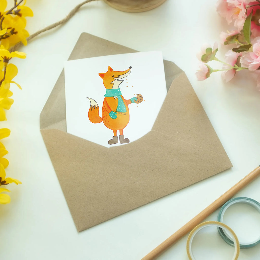 Greetings card Fox biscuit greeting card, invitation card, folding card, wedding card, birthday card, fox, foxes, forest wildlife, clever as a fox, animal lover, kitchen decoration, cookies, christmas time, winter, baking saying, christmas present, love