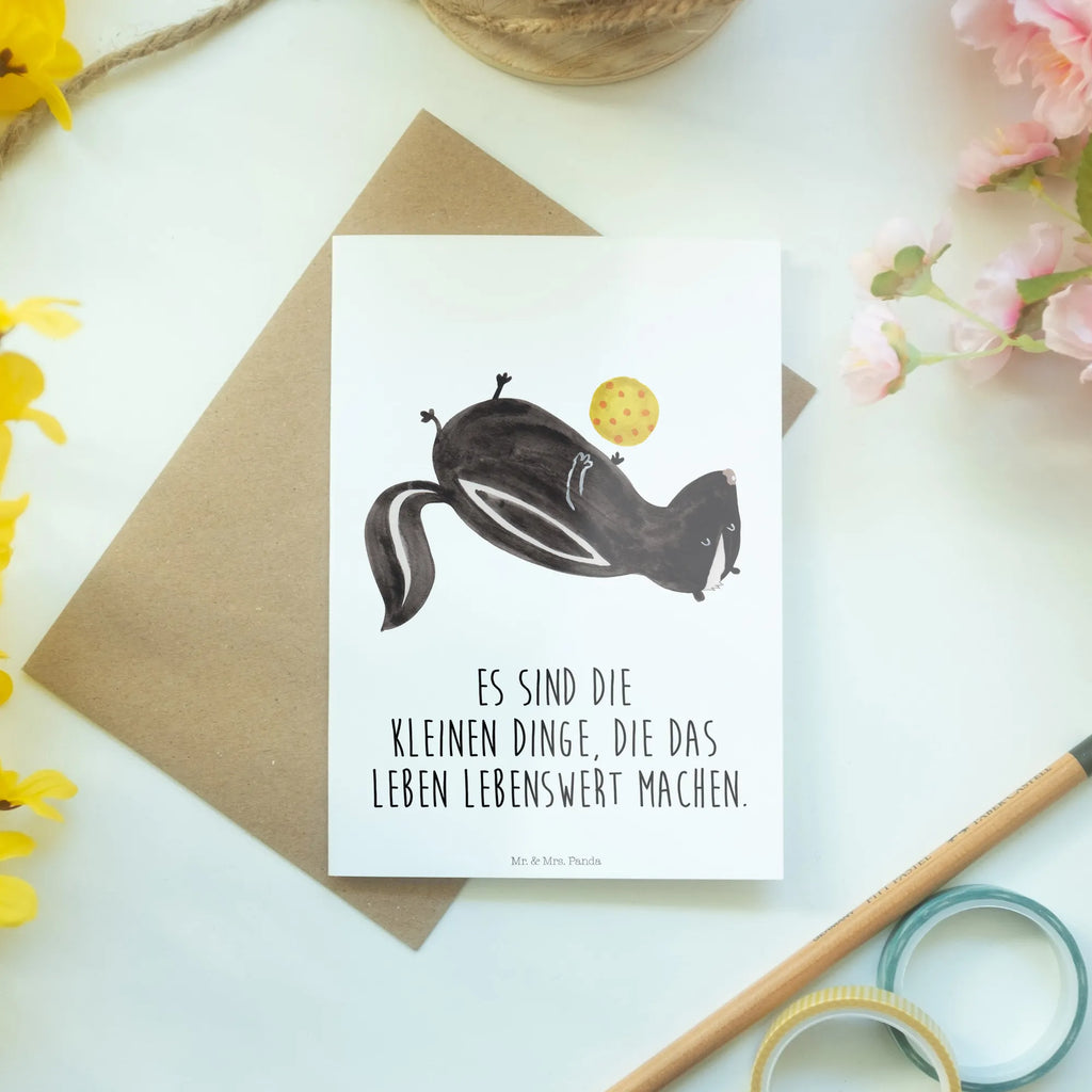 Greetings card skunk ball greeting card, birthday card, folding card, invitation card, wedding card, Skunk, skunk, wisdom, stinky, predator, wild animal, playful, stinker
