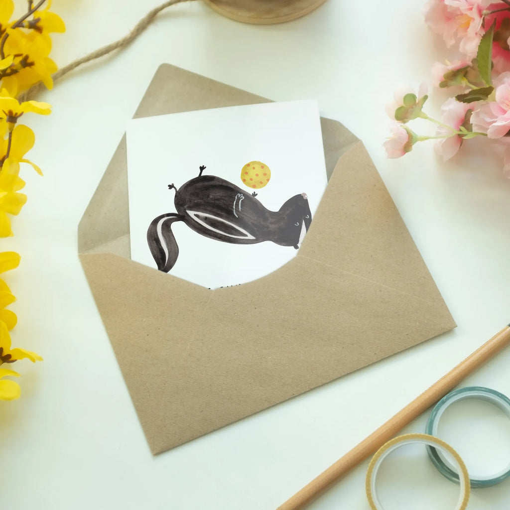 Greetings card skunk ball greeting card, birthday card, folding card, invitation card, wedding card, Skunk, skunk, wisdom, stinky, predator, wild animal, playful, stinker