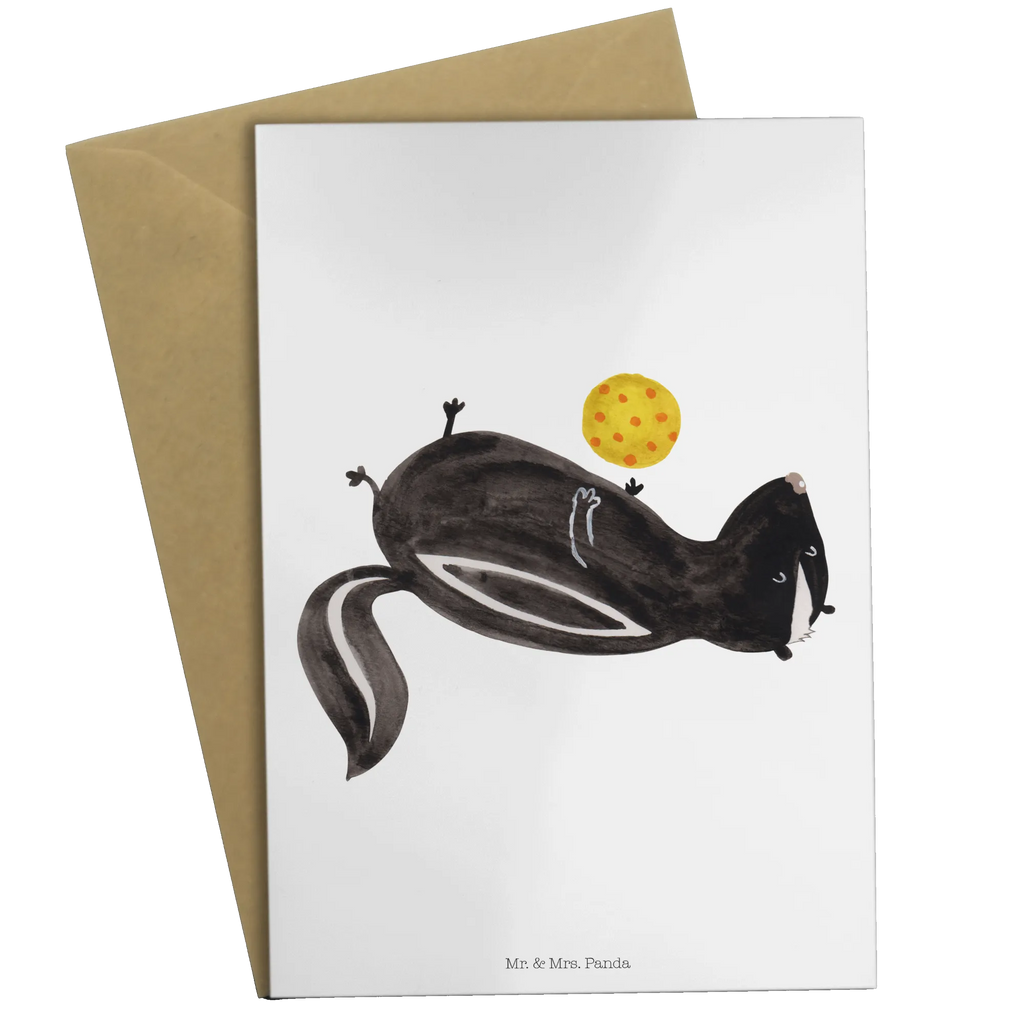 Greetings card skunk ball greeting card, birthday card, folding card, invitation card, wedding card, Skunk, skunk, wisdom, stinky, predator, wild animal, playful, stinker